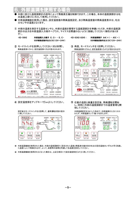 TSK熱風発生機KDシリーズ取扱説明書基本操作編